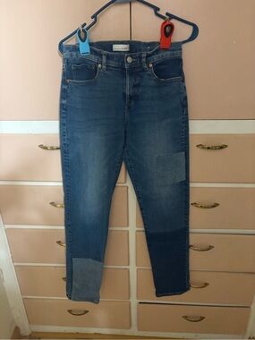 LOFT Women's Patchwork Skinny Jeans - Blue Two-Tone